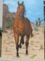Horses - In The Ravine - Pastel Oleo